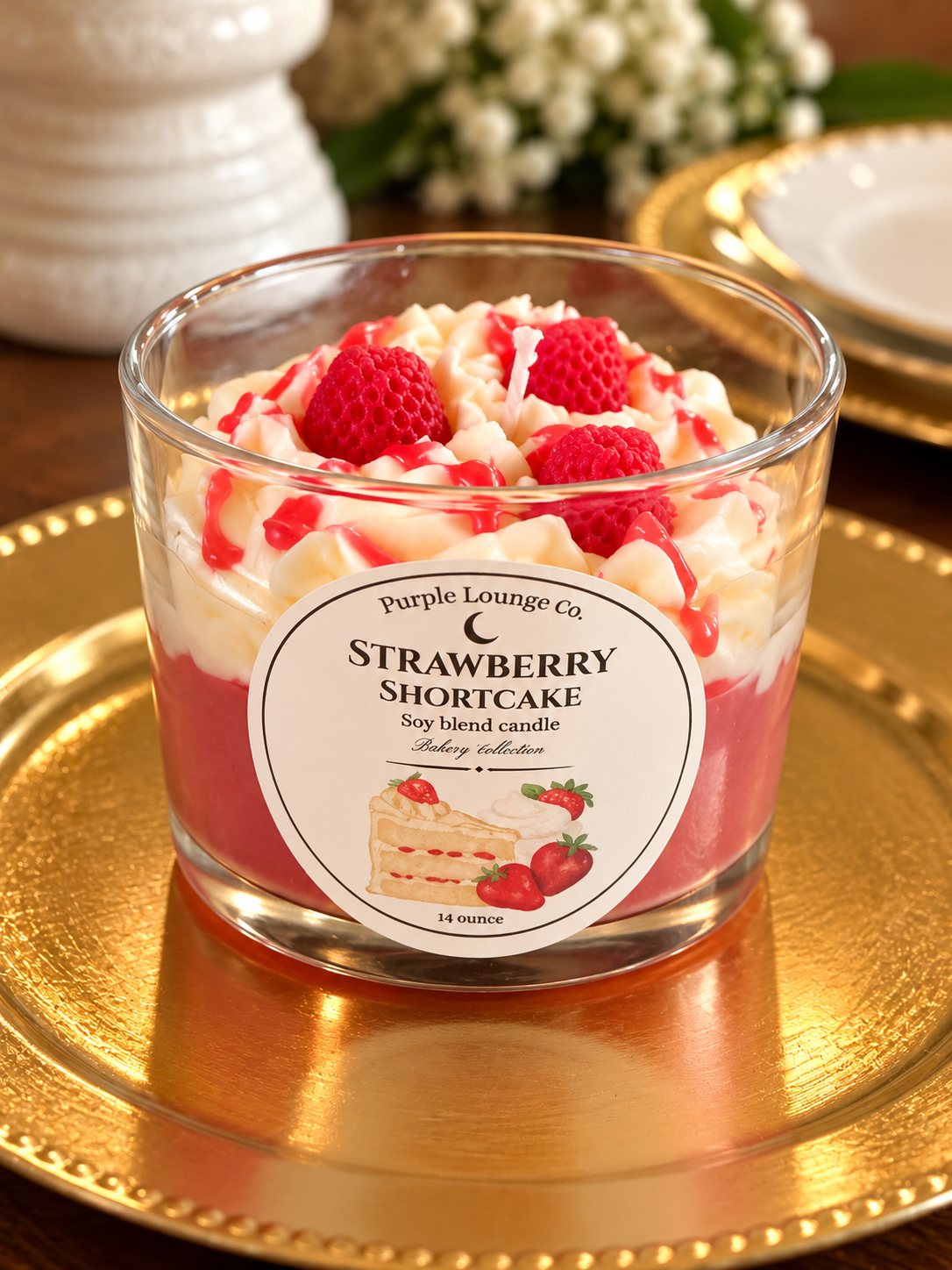 Strawberry shortcake candle